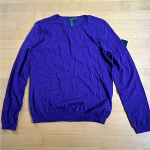 LAUREN Ralph Lauren Purple Silk/Cotton Blend Sweater - Sz L - NWT!!